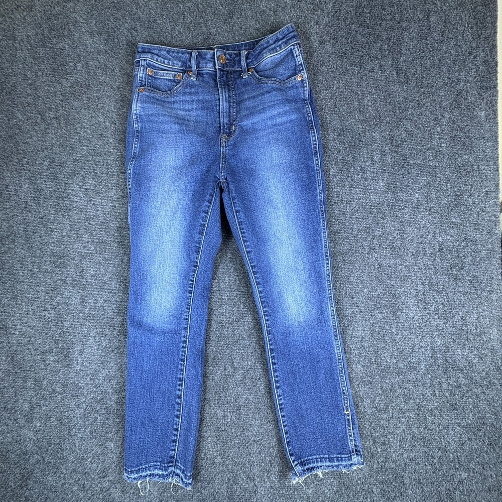 GAP Vintage‎ Slim Jeans Womens 26x24 Blue Denim Cotton Sky High Rise Raw Hem